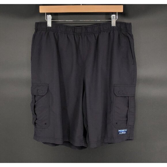 L.L. Bean Men's Cargo Supplex Sport Shorts 10" XL Black Outdoor Swimming Hiking - Picture 1 of 11